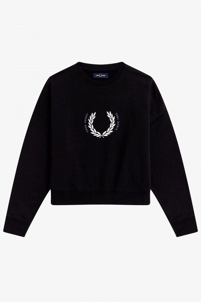 Black Fred Perry Laurel Wreath Women's Sweatshirts | PH 2006QMAZ